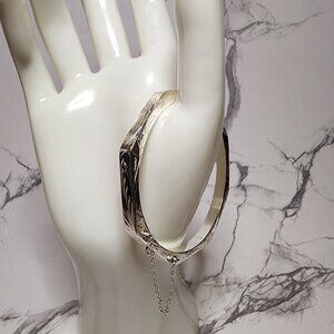 Vintage 925 Silver Octagonal Hinged Bracelet